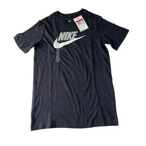Nike Kids Size Large Black Short Sleeve Gray White Swoosh AR5252-013 NWT